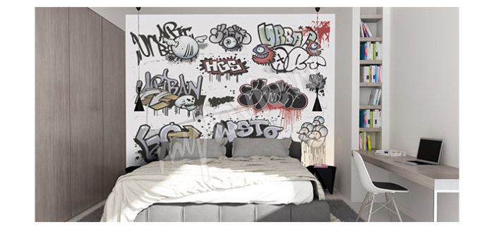 tapisserie-graffiti-deco-tendance-mur-chambre-a-coucher
