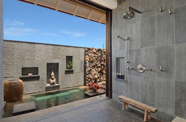 douche ouverte sur terrasse design exterieur