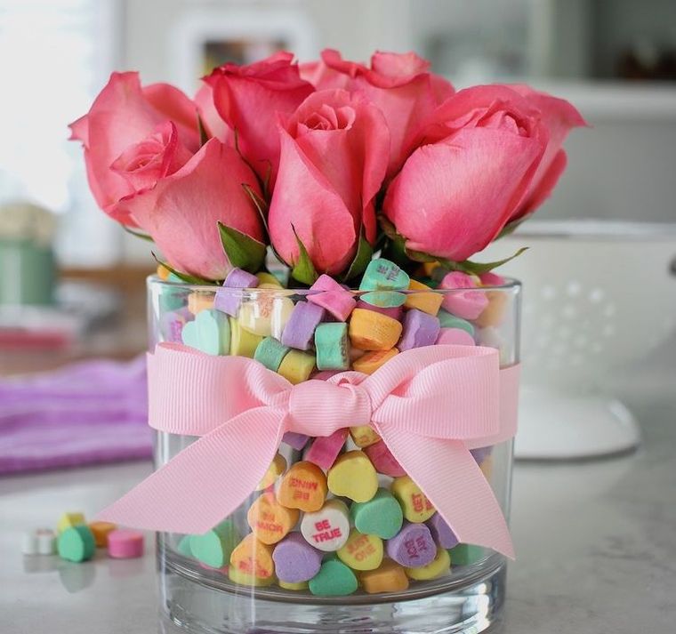 idee deco de table saint valentin fleurs