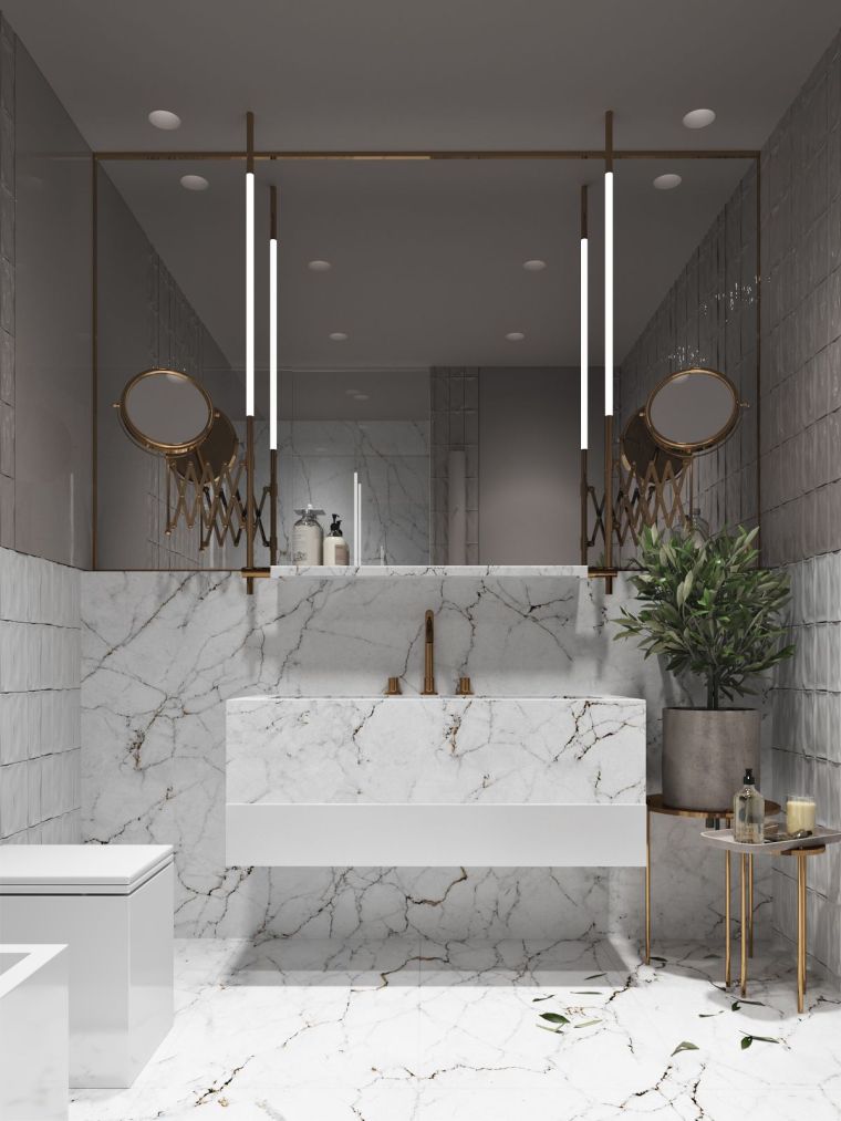 lavabo de salle de bain moderne en marbre