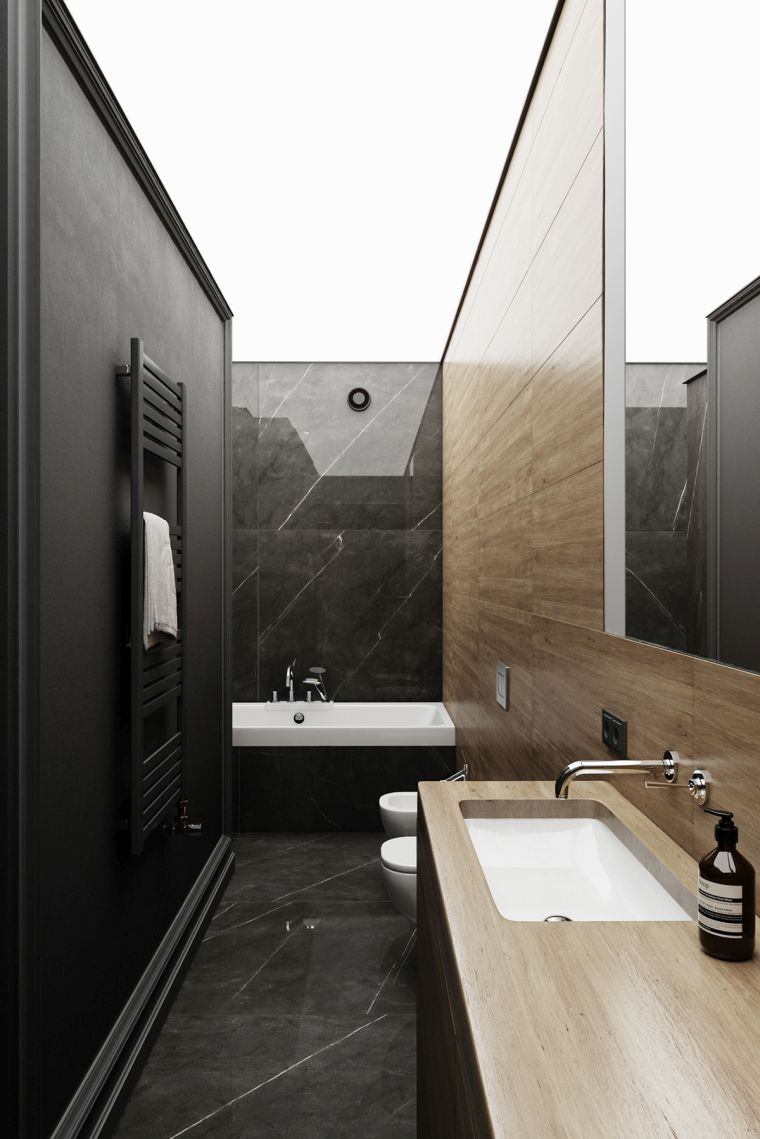 marbre noir et idee de deco de salle de bain