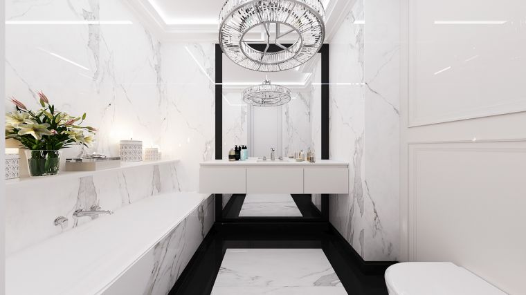 parement de salle de bain en marbre