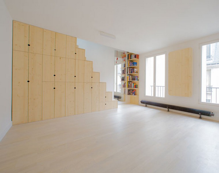 rangement escalier espace design bois appartement