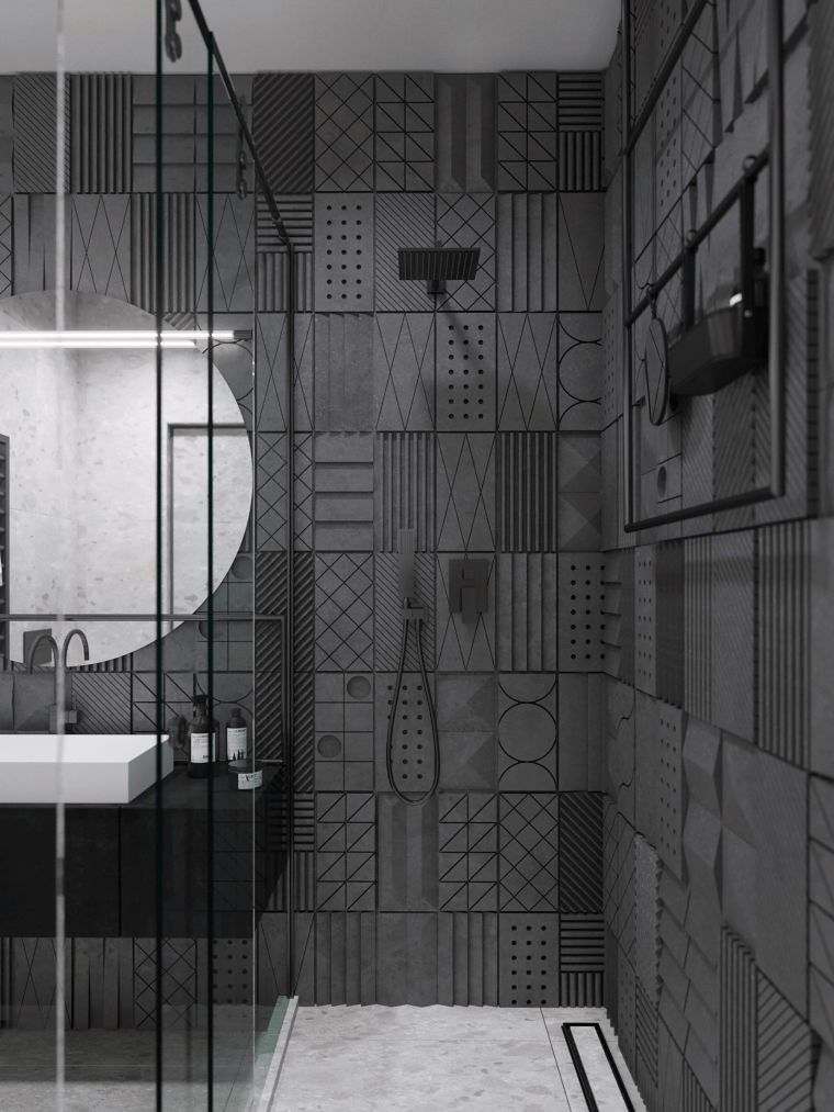 carrelage gris et salle de bain petit espace