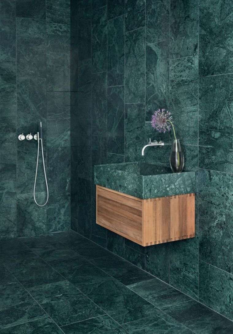 déco salle-de bain marbre vert moderne