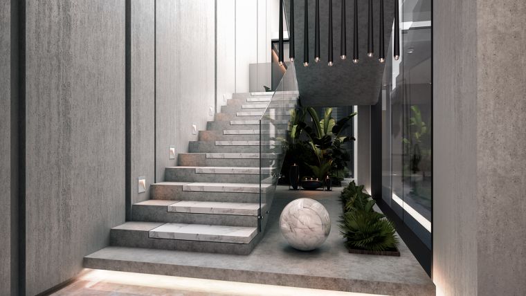escalier interieur moderne en marbre