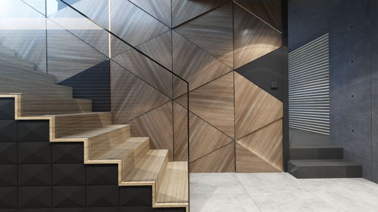 escalier moderne avec deco en bois
