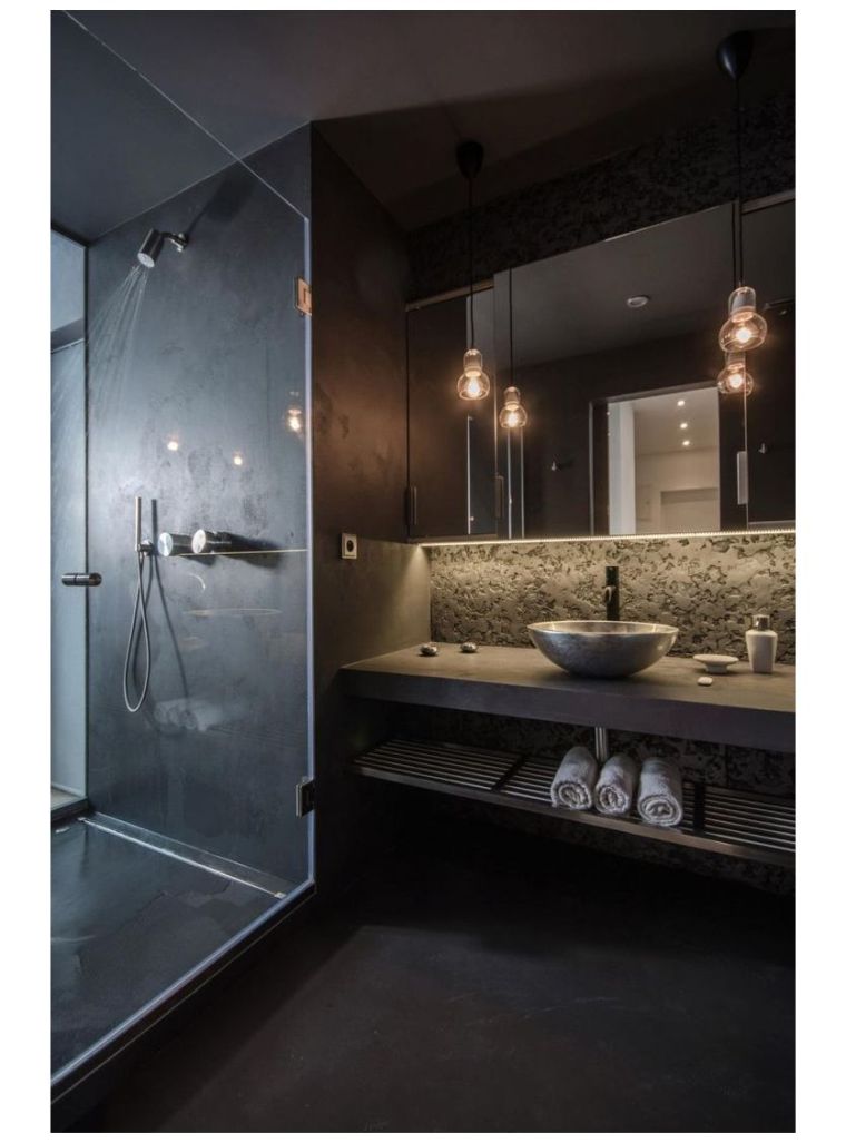 idee de salle de bain en couleur sombre
