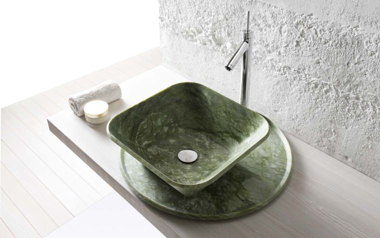 idee salle de bain deco vasque marbre vert
