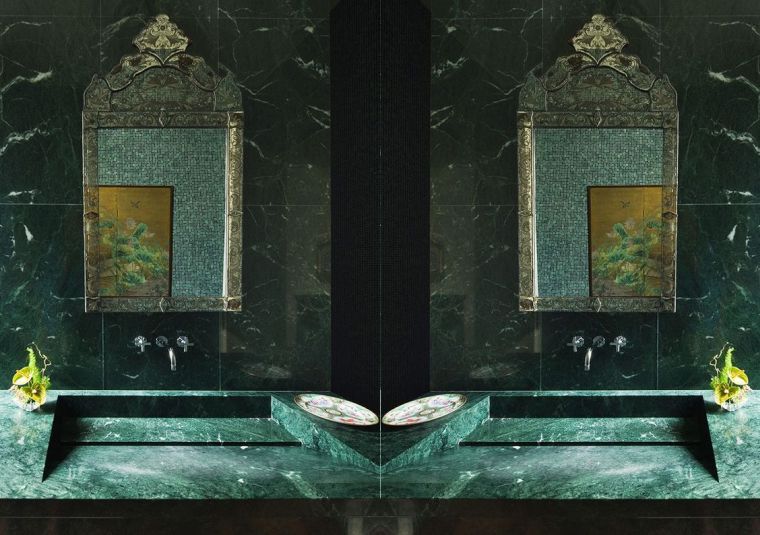 marbre vert salle de bain deco idees