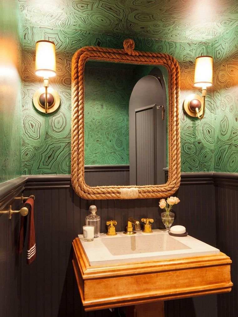 papier pein salle  de bain vert marbre