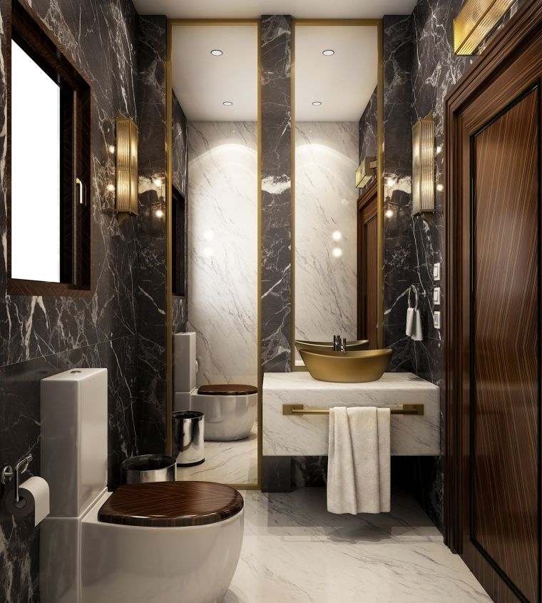 salle de bain en marbre de couleur noire