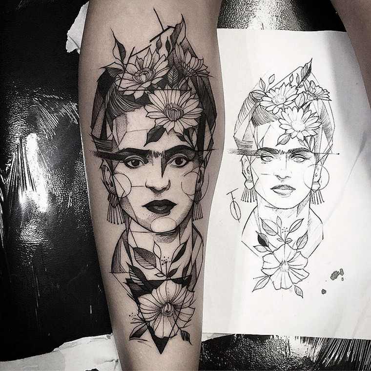 tatouage art tatouage bras tatouage frida kahlo