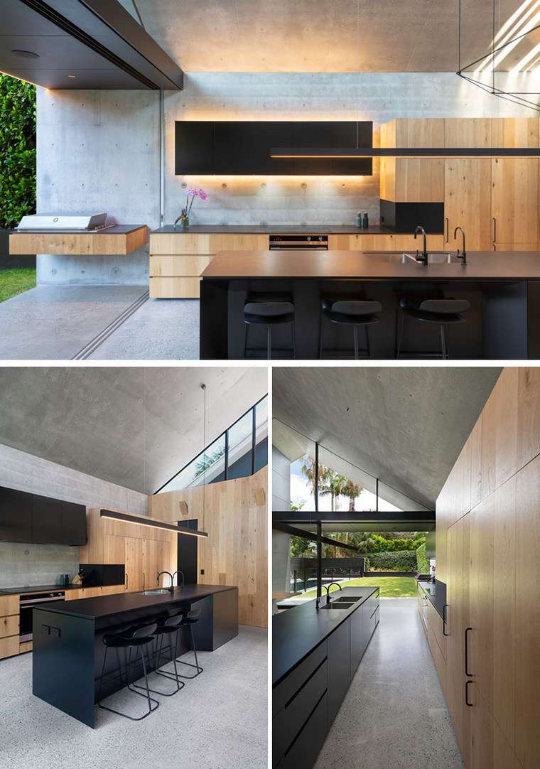 agrandissement maison bois extenstion béton MCK Architecture et intérieurs cuisine équipée
