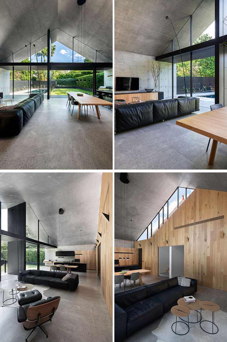 agrandissement maison bois extenstion béton MCK Architecture et intérieurs salon moderne