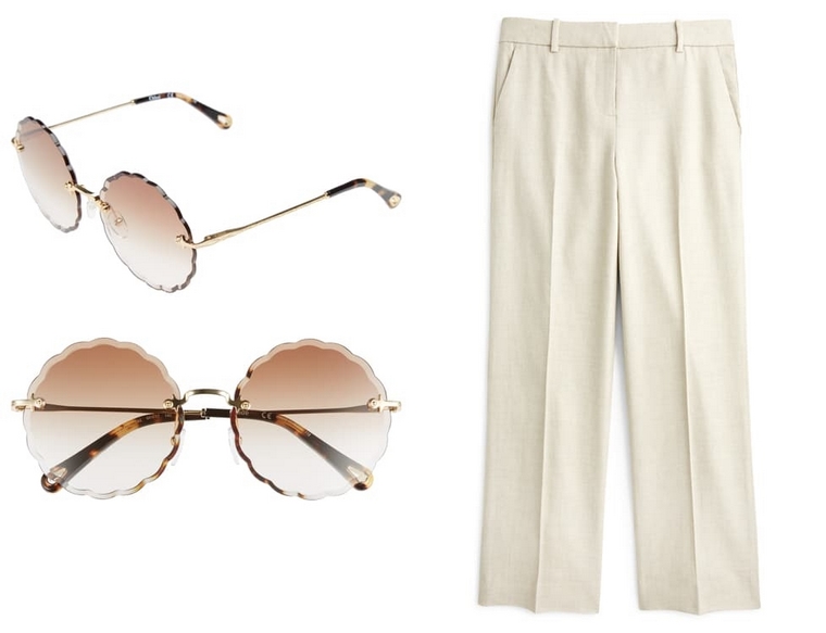 accessoires mode - pantalon en lin pour été et lunettes de soleil