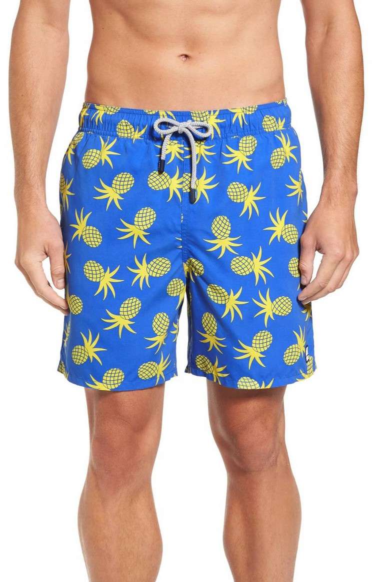 shorts bain homme motifs ananas bleu