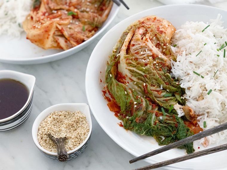 kimchi chou vert riz blanc