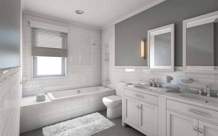 salle de bain design en blanc et gris