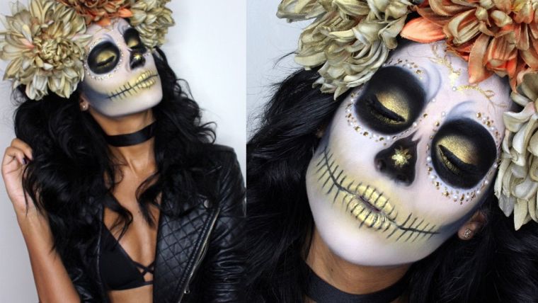 maquillage élégant crâne de mort mexicain