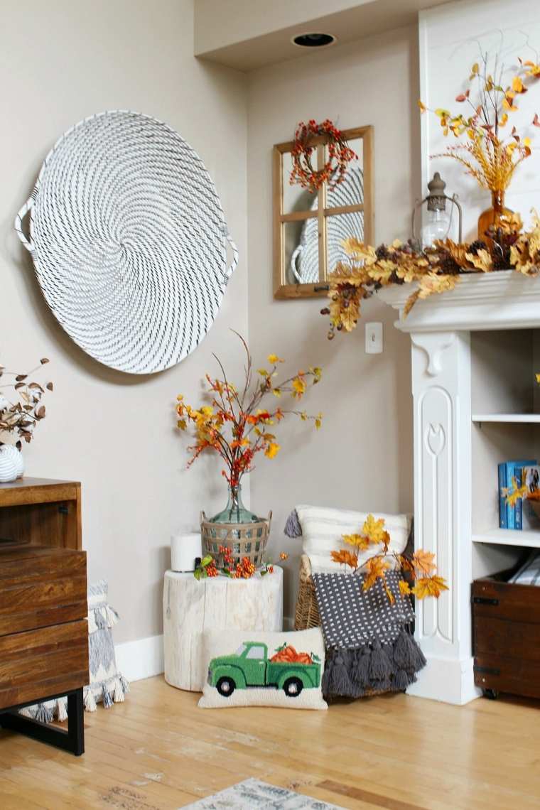 salon décoré avec des couleurs d'automne 