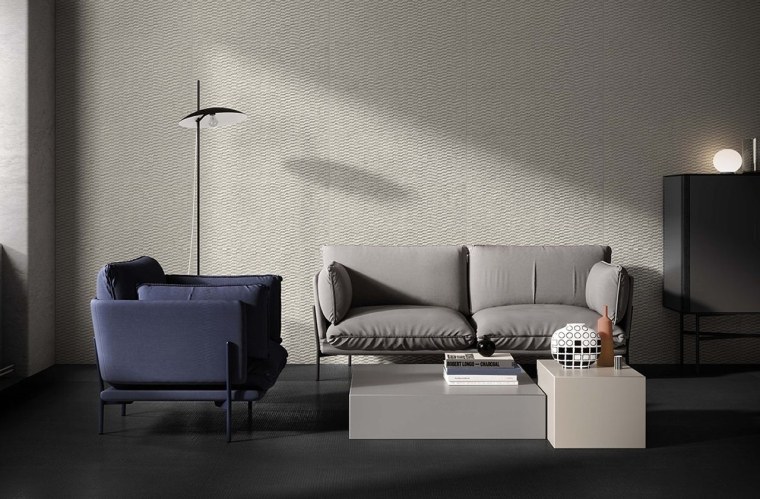 salon avec sol gris design 
