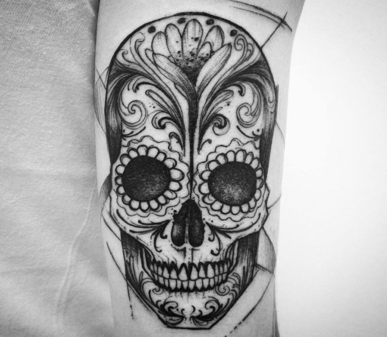 tatouage crâne de sucre mexicain