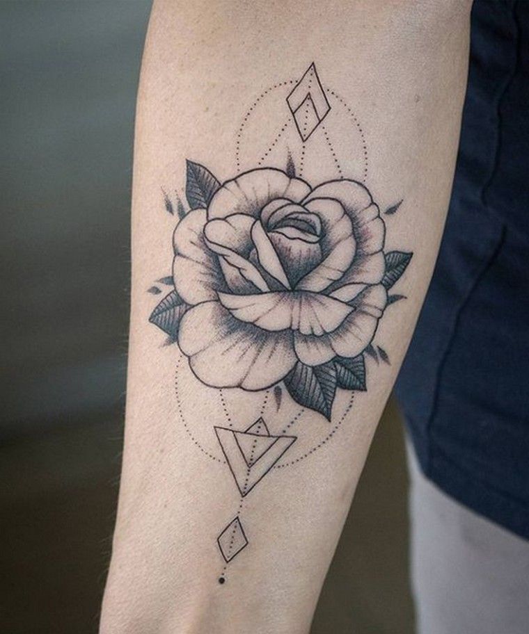 rose triangle tattoo