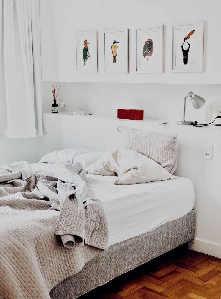 décoration de chambre à coucher scandinave blanc