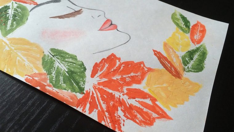 dessin feuilles automnales multicolores