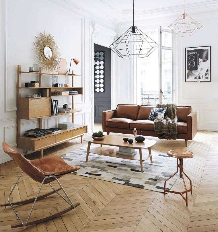 salon avec meubles en bois 