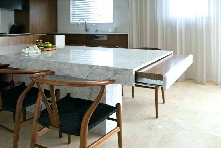 îlot de cuisine design marbre