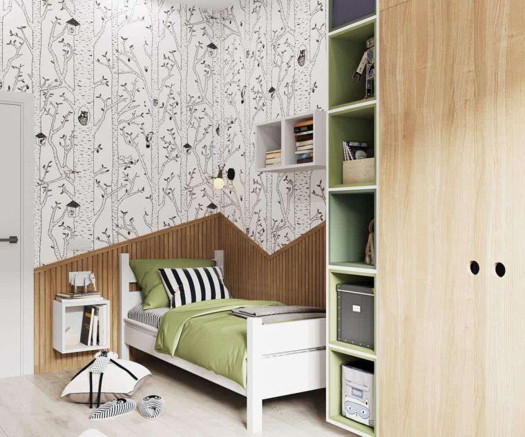 chambre ado avec meubles en bois 