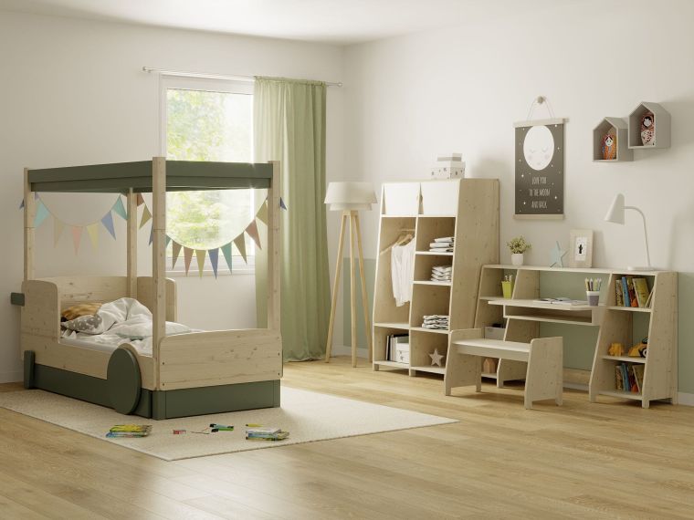chambre enfant avec meubles en bois 