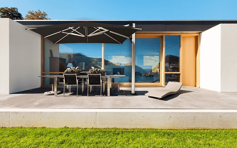 parasol terrasse moderne salle à manger plein air