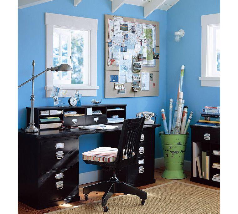 décoration home office bleu