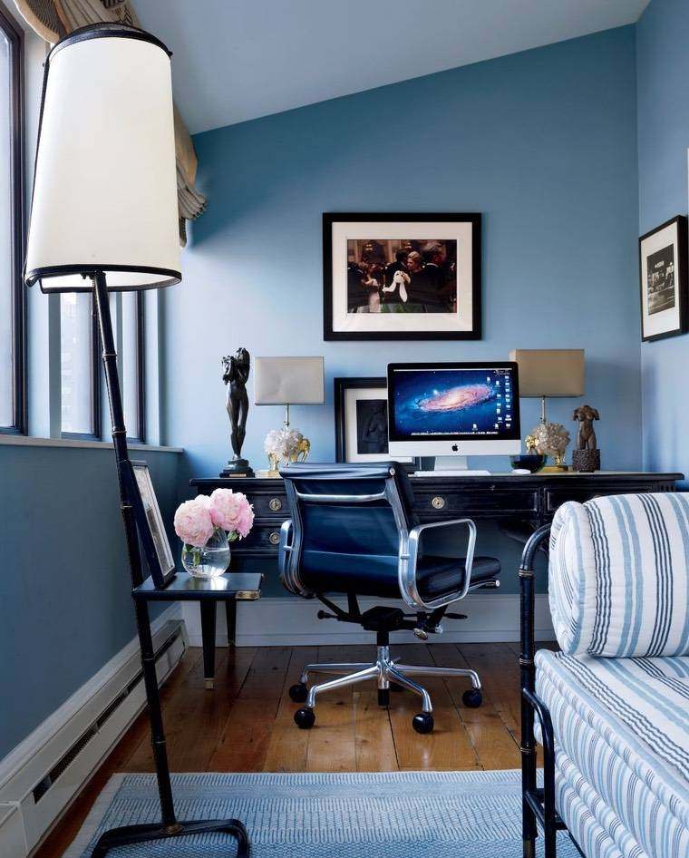 décoration bureau à domicile moderne et en bleu
