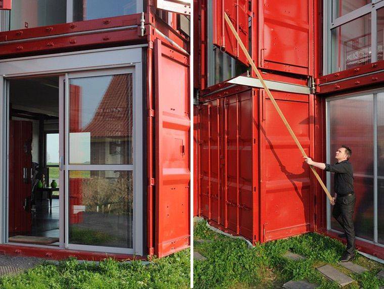 maison en container rouge