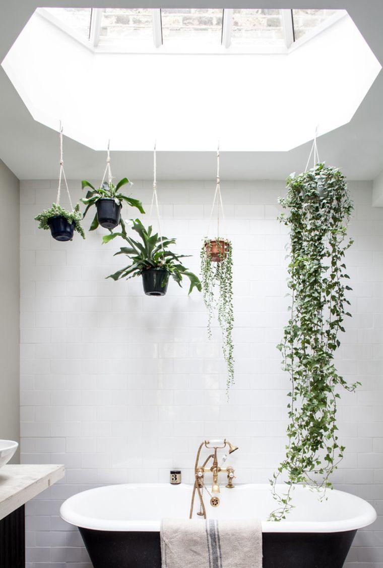 idée pour des plantes vertes dans la salle de bain 