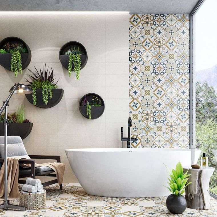 salle de bain décoration avec plantes 