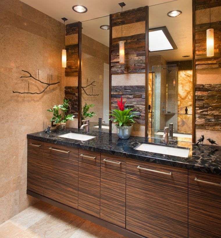 salle de bain design avec plantes 