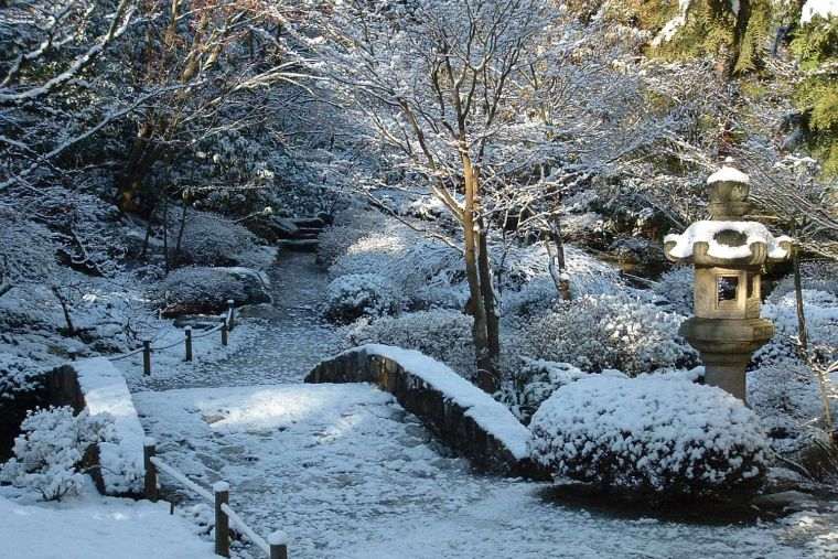 un jardin zen en hiver 
