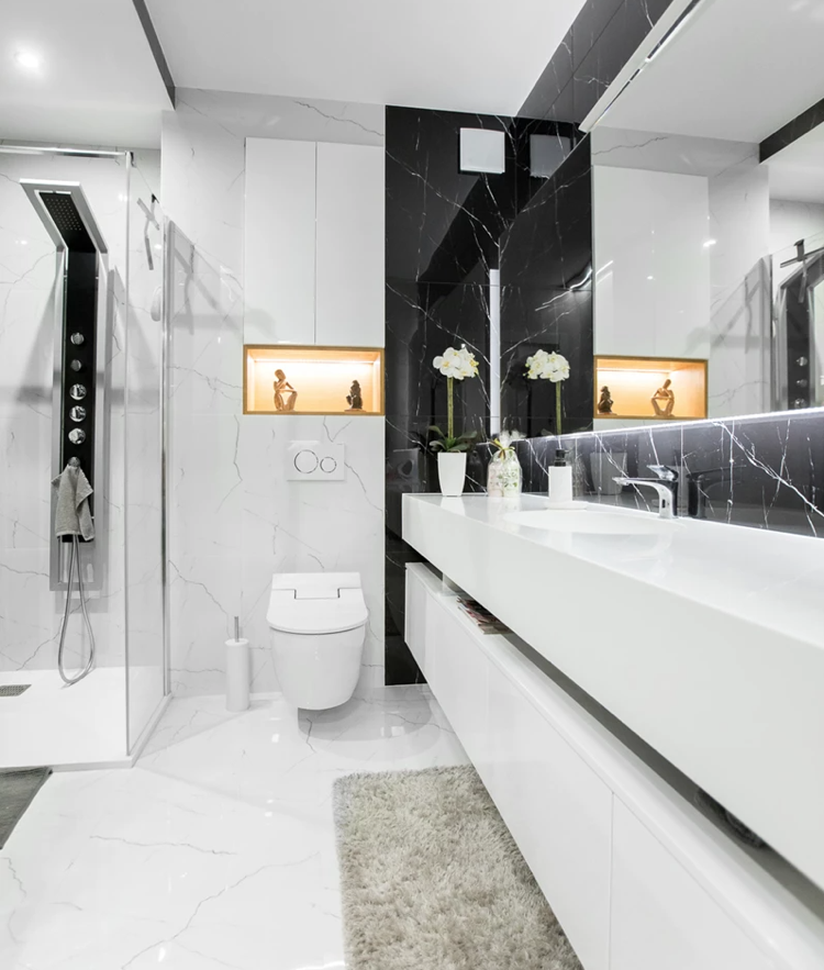 salle de bain minimaliste noir et blanc