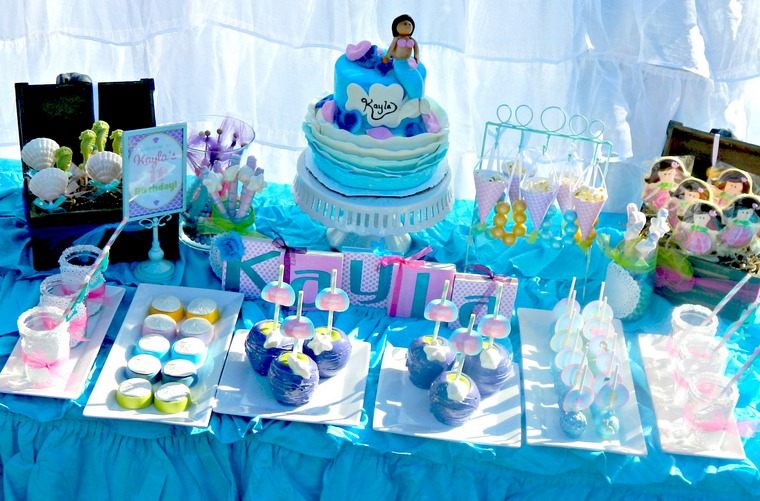 anniversaire sirene gâteau bleu