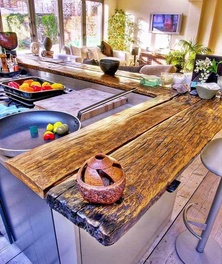 comptoir de cuisine en bois rustique