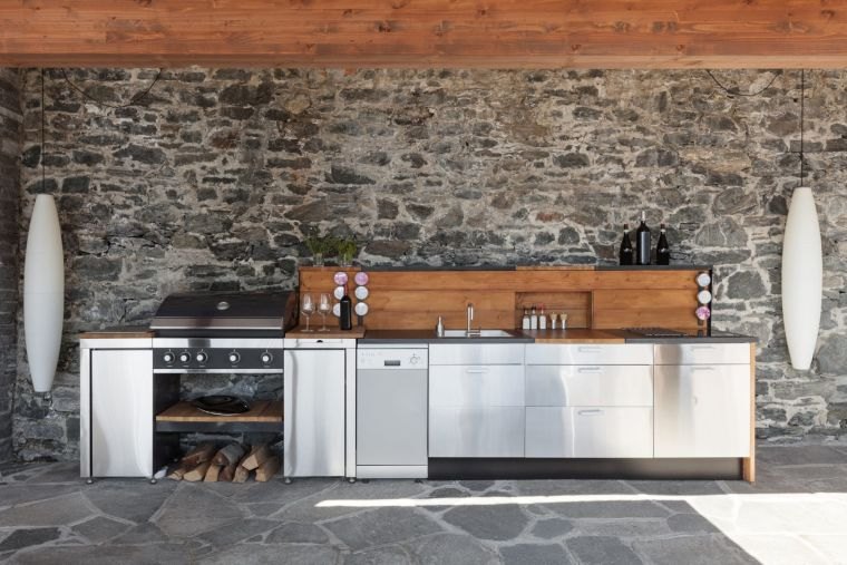 cuisine moderne en bois et pierre 