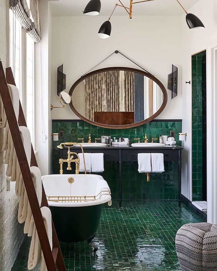 carrelage vert pour salle de bain 