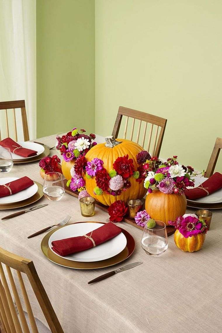 décoration thanksgiving citrouilles feuilles
