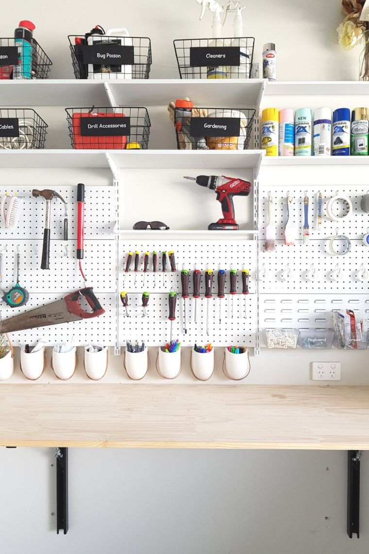 organisation des outils dans le garage