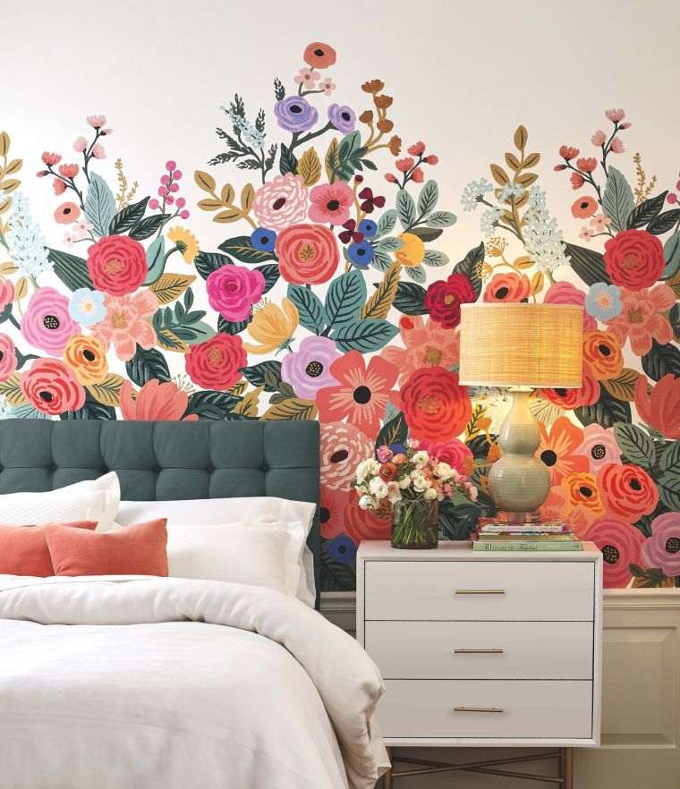 papier peint tendance 2020 chambre de design floral